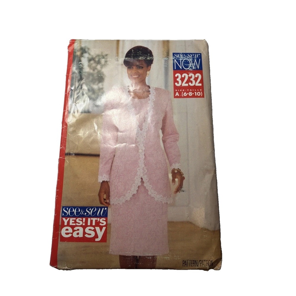 Vintage 1993 See & Sew Easy Sewing Pattern 3232 Jacket & Dress Size A (6•8•10)
